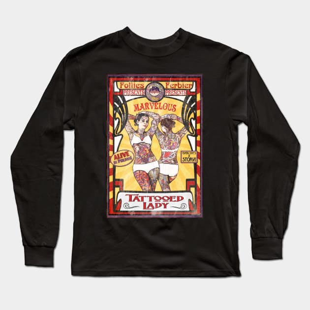 The Tattooed Lady Sideshow Poster Long Sleeve T-Shirt by ImpArtbyTorg